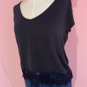 Black with Lace Detail Crop Top!